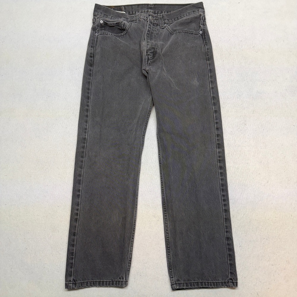 Levis 505 Mens Jeans 34x30 Black Regular Straight Leg Denim Cotton Y2K Skater